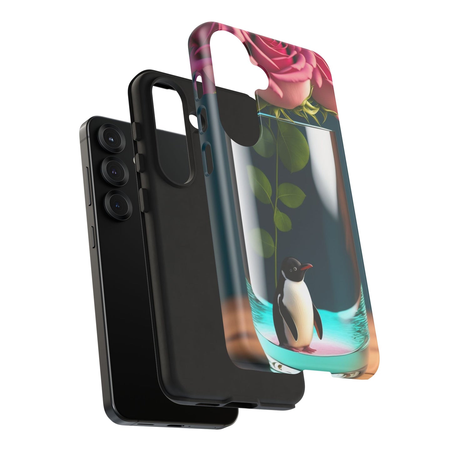 Penguin in a Glass Floral Tough Phone Case — Cute Protective Phone Cover
