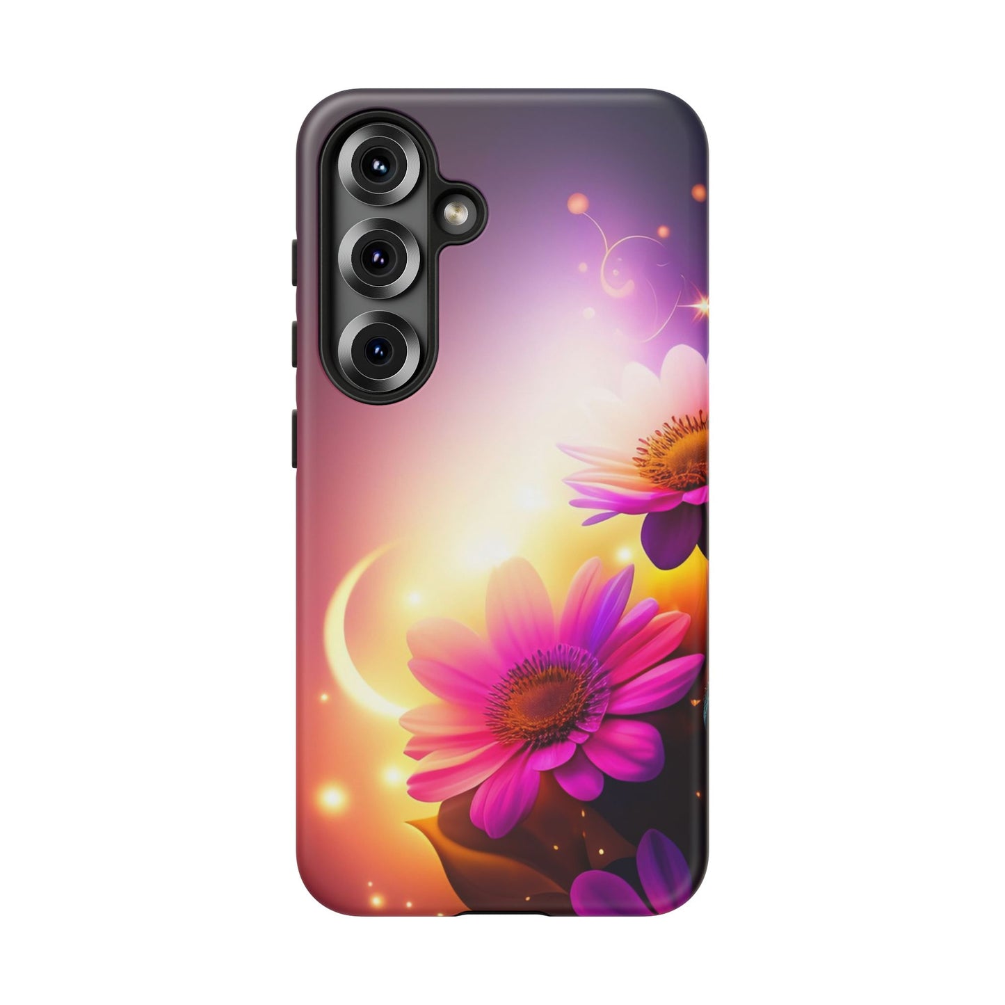 Floral Moonlight Phone Case – Purple Daisy Protective Cover