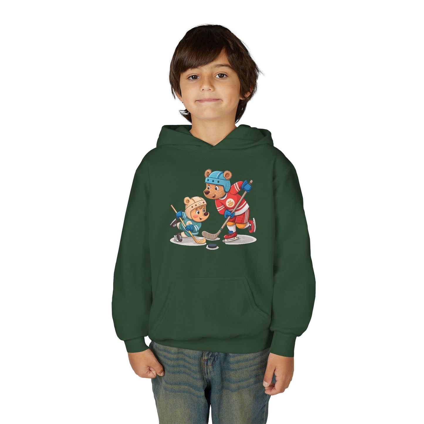 Youth Hockey Hoodie - Cute Kids Ice Hockey Players Pullover (Add Name)