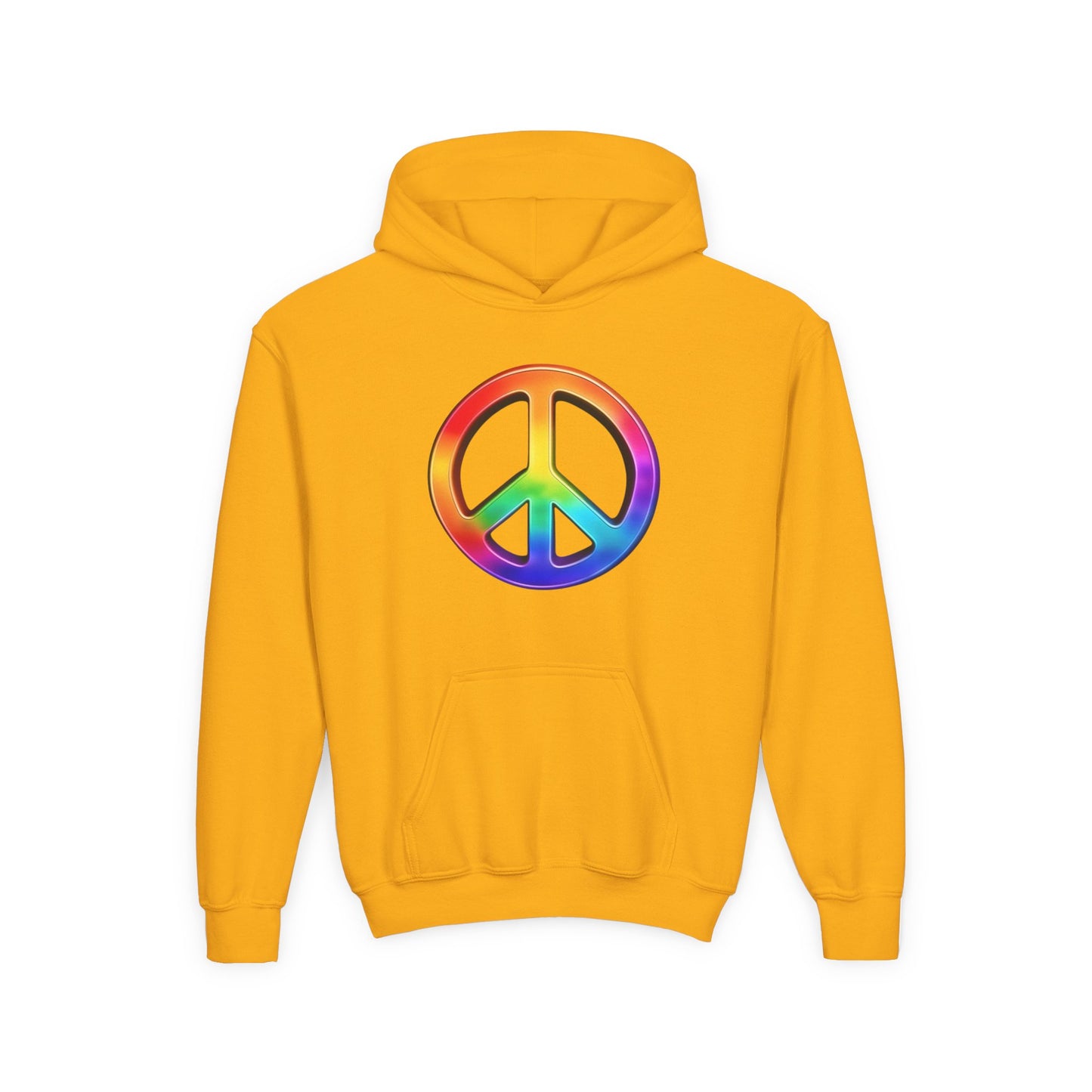Youth Hoodie — Rainbow Peace Sign Pullover