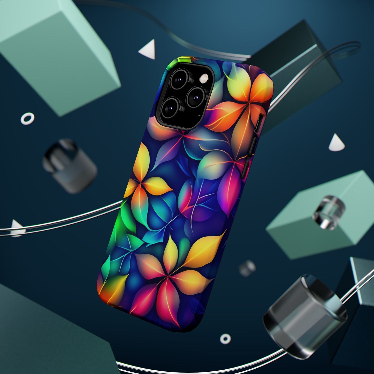 Floral Prism Magnetic Impact-Resistant Phone Case — Colorful Gradient Petal Design