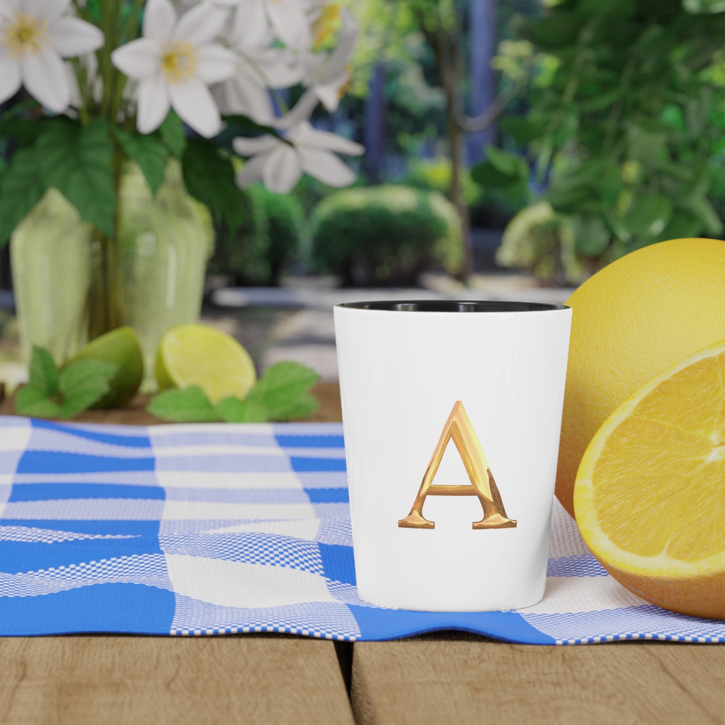 Elegant Gold Letter A Shot Glass, Personalized Party Favors, Wedding Gift
