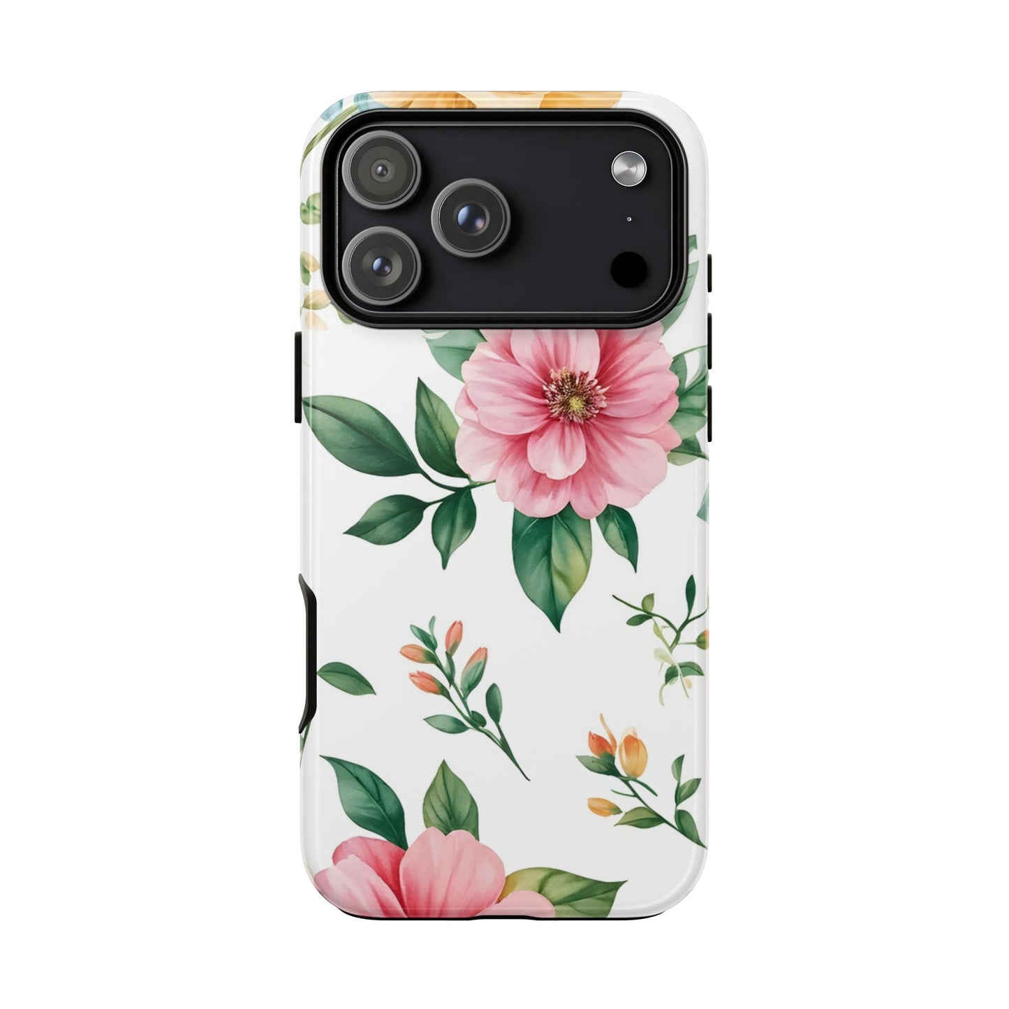 Floral Tough Phone Case — Pink Peony Protective Phone Cover