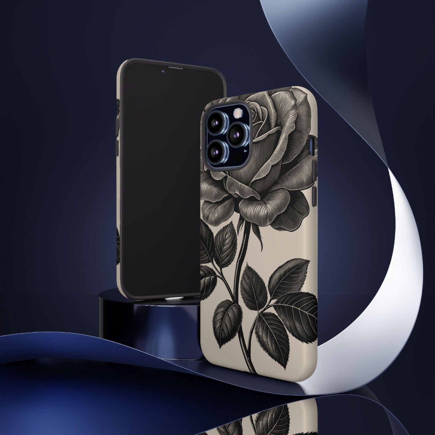 Black Rose Phone Case, Tough Cases with Floral Design, Elegant Tech Accessory, Gift for Flower Lovers, Stylish Protection
