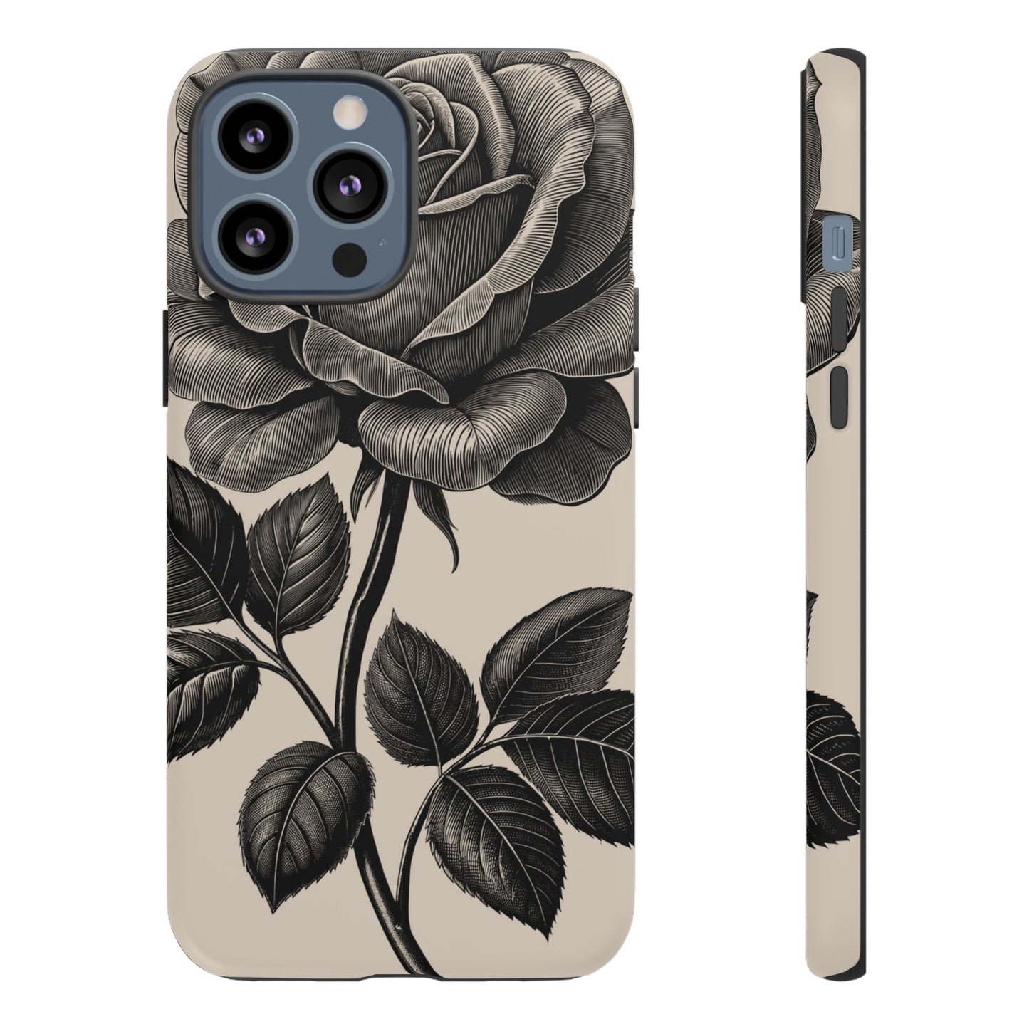 Black Rose Phone Case, Tough Cases with Floral Design, Elegant Tech Accessory, Gift for Flower Lovers, Stylish Protection