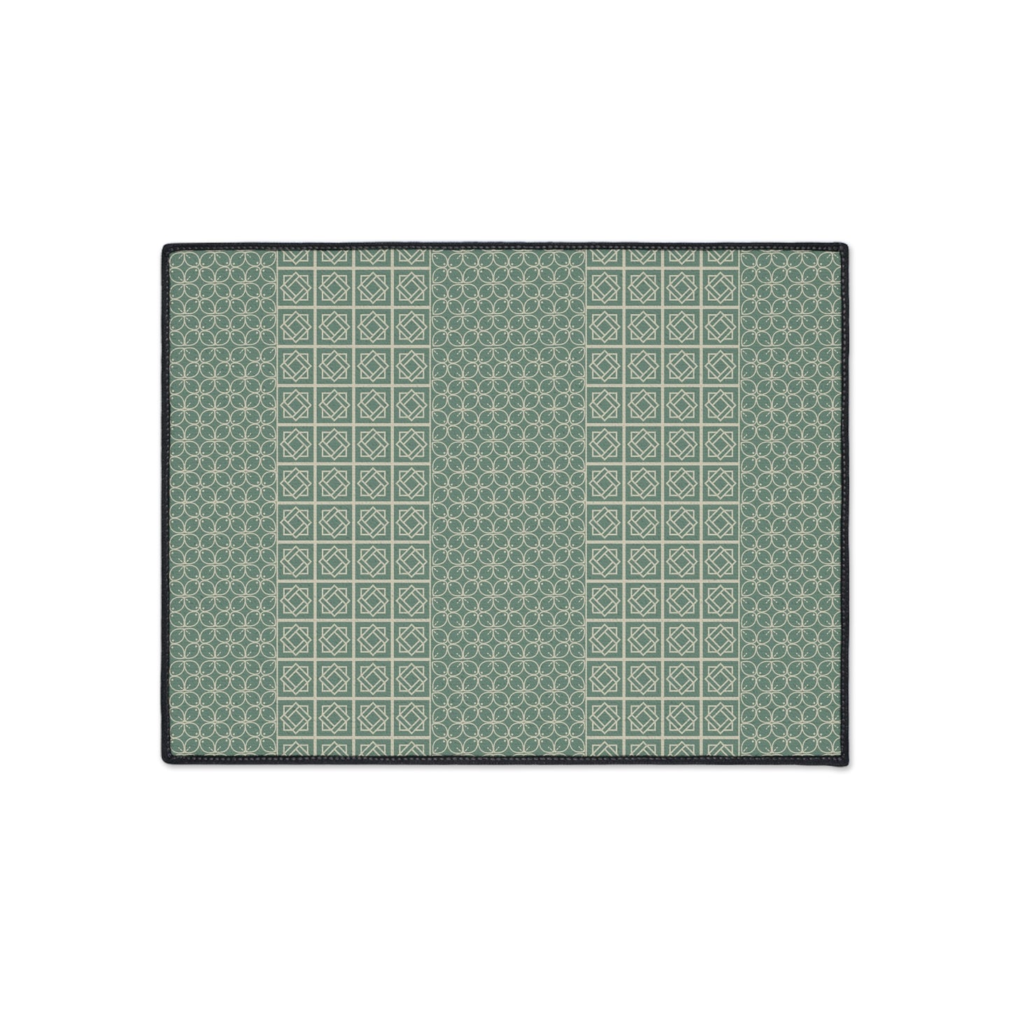 Green Geometric Heavy Duty Floor Mat — Durable Non-Slip Entry Rug