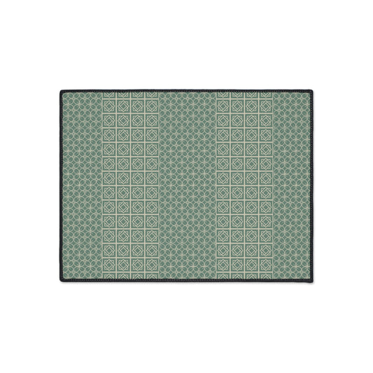 Green Geometric Heavy Duty Floor Mat — Durable Non-Slip Entry Rug