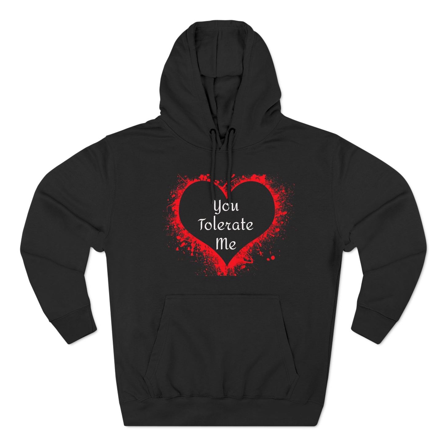 Heart Splash Hoodie — "Love Tolerate Me" Graphic Pullover