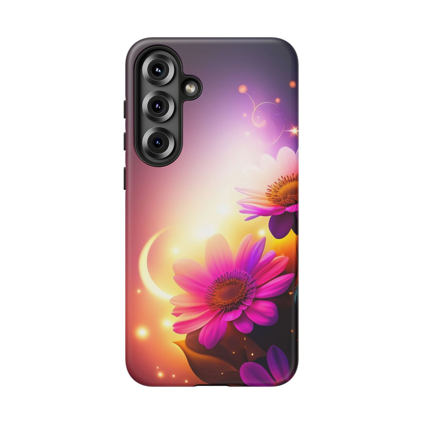 Floral Moonlight Phone Case – Purple Daisy Protective Cover