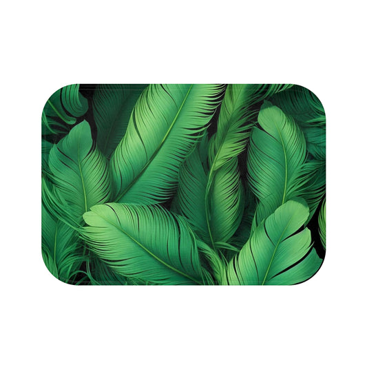 Tropical Leaves Bath Mat - Green Leaf Decor, Bathroom Essentials, Tropical Home Decor, Nature Inspired Gift, Spa Vibes