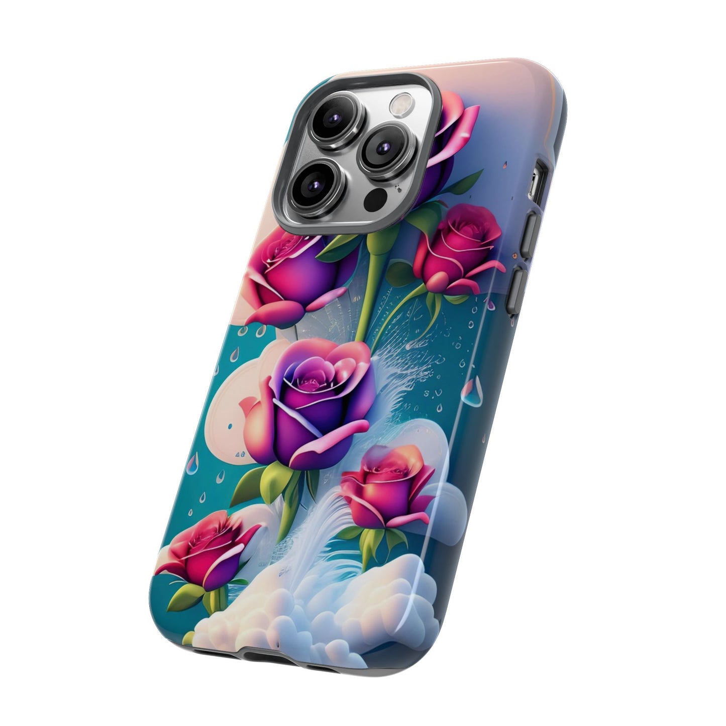 Floral Dream Tough Phone Case — Rose Bouquet Clouds Design