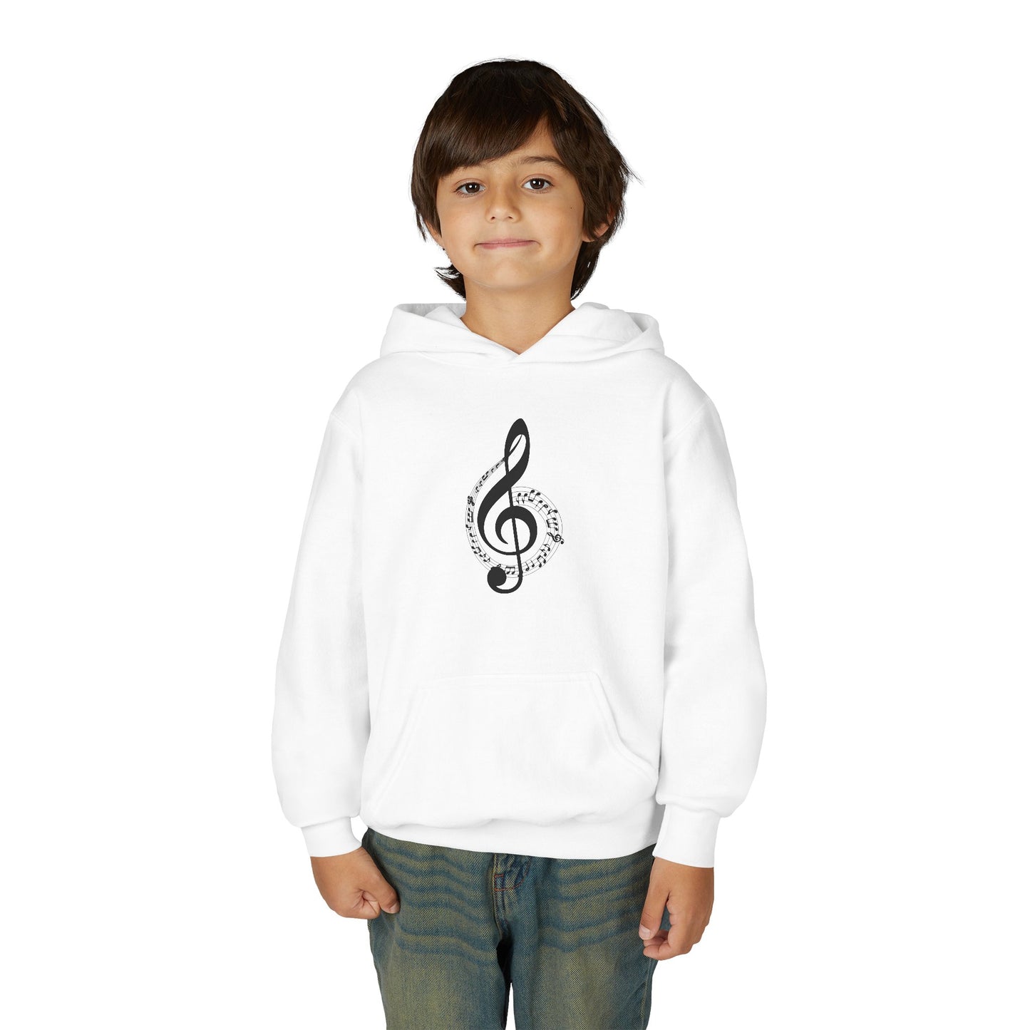 Youth Music Treble Clef Hoodie – Cute Musical Notes Kids Sweatshirt