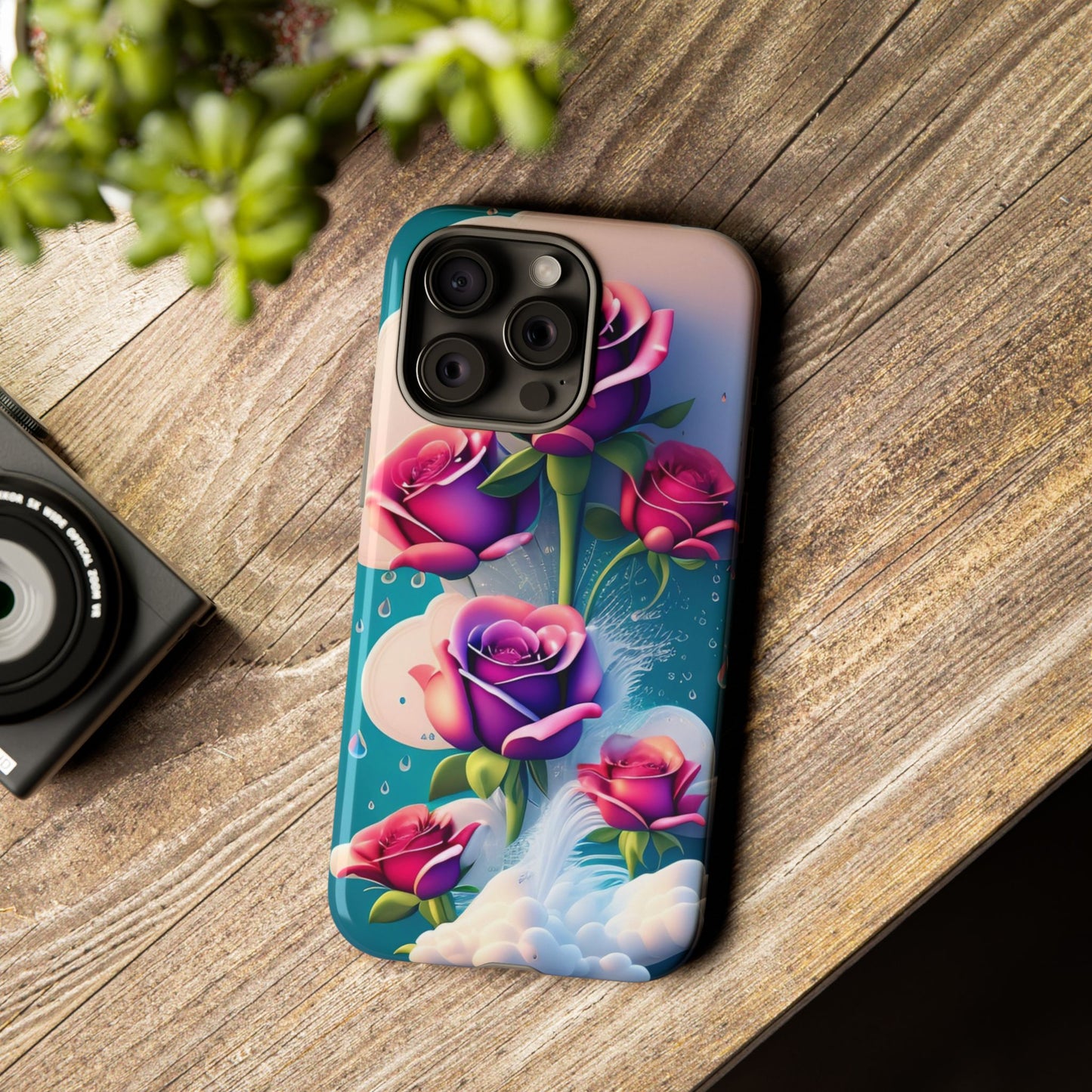 Floral Dream Tough Phone Case — Rose Bouquet Clouds Design