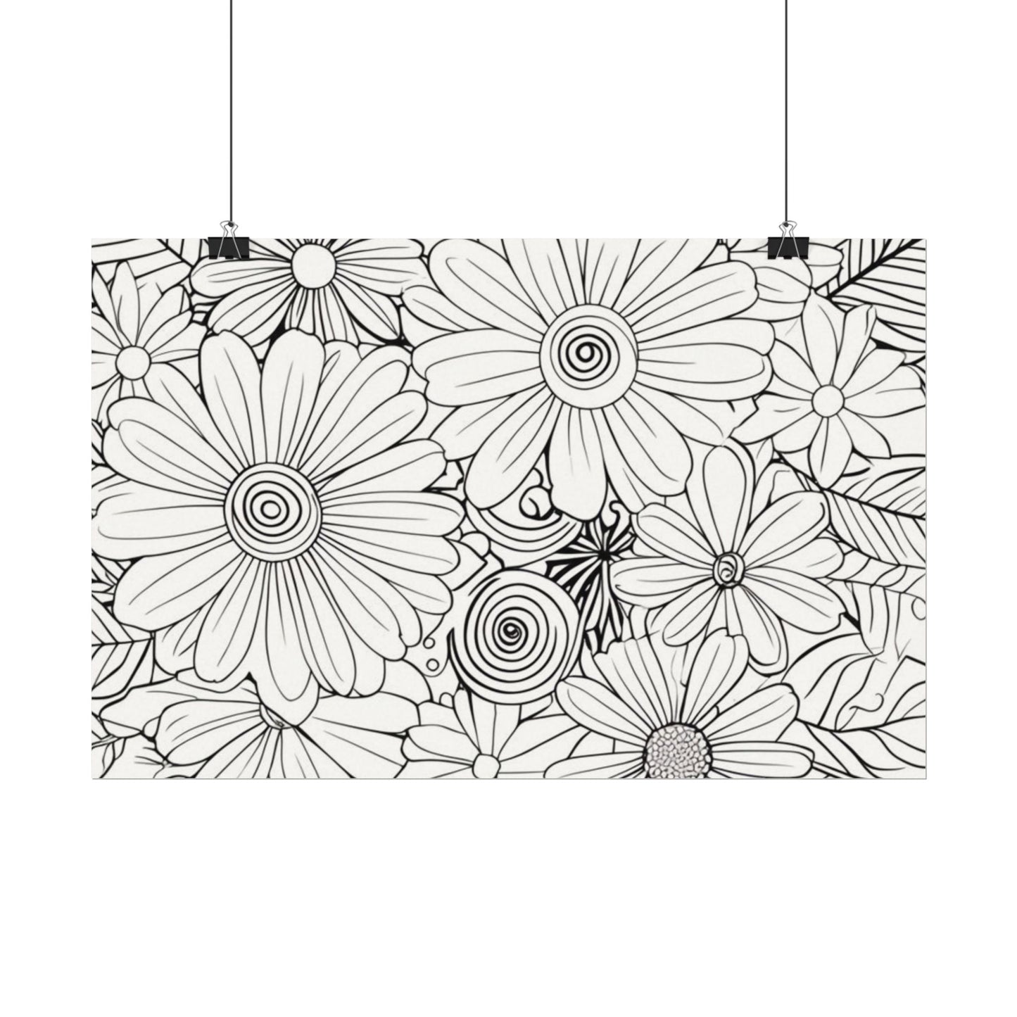 COLOR IT YOURSELF Floral Line Art Poster — Textured Matte Print