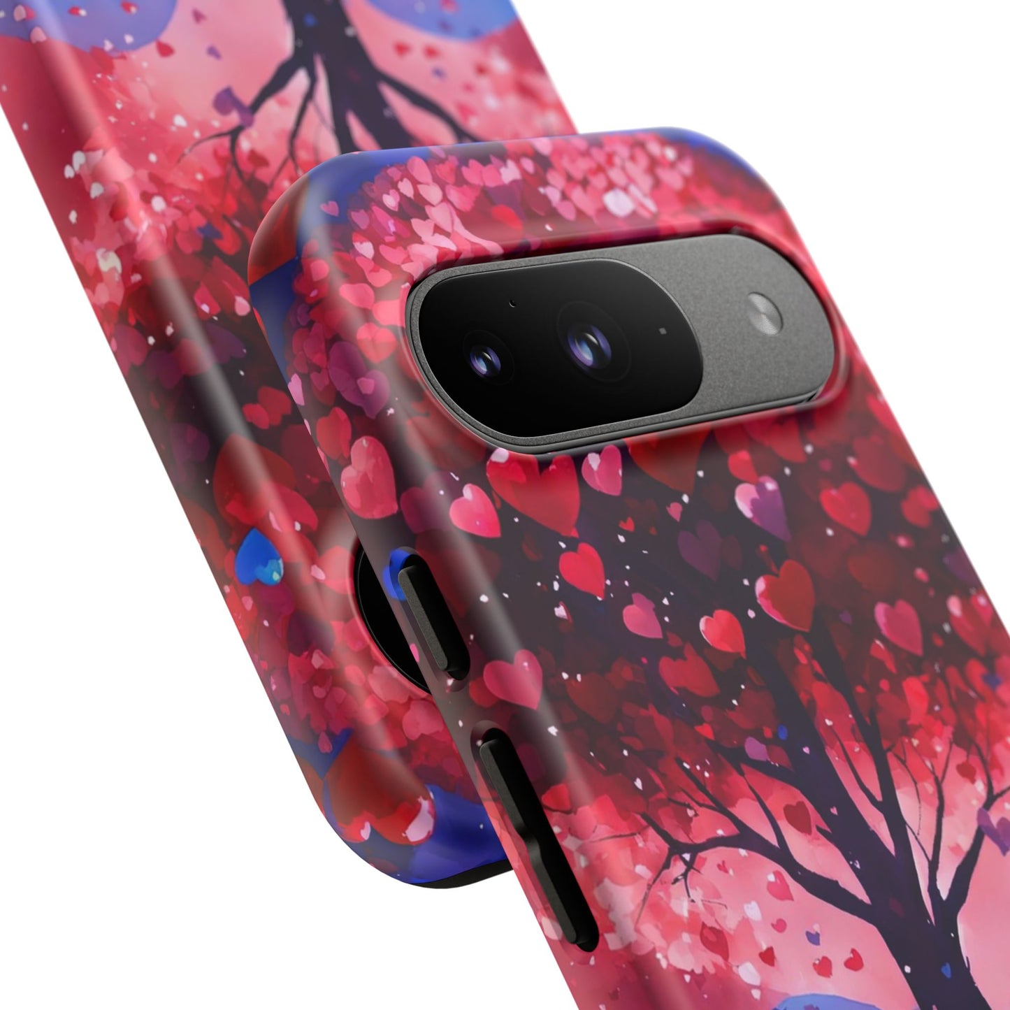 Heart Tree Phone Case — Romantic Red & Blue Protective Tough Case