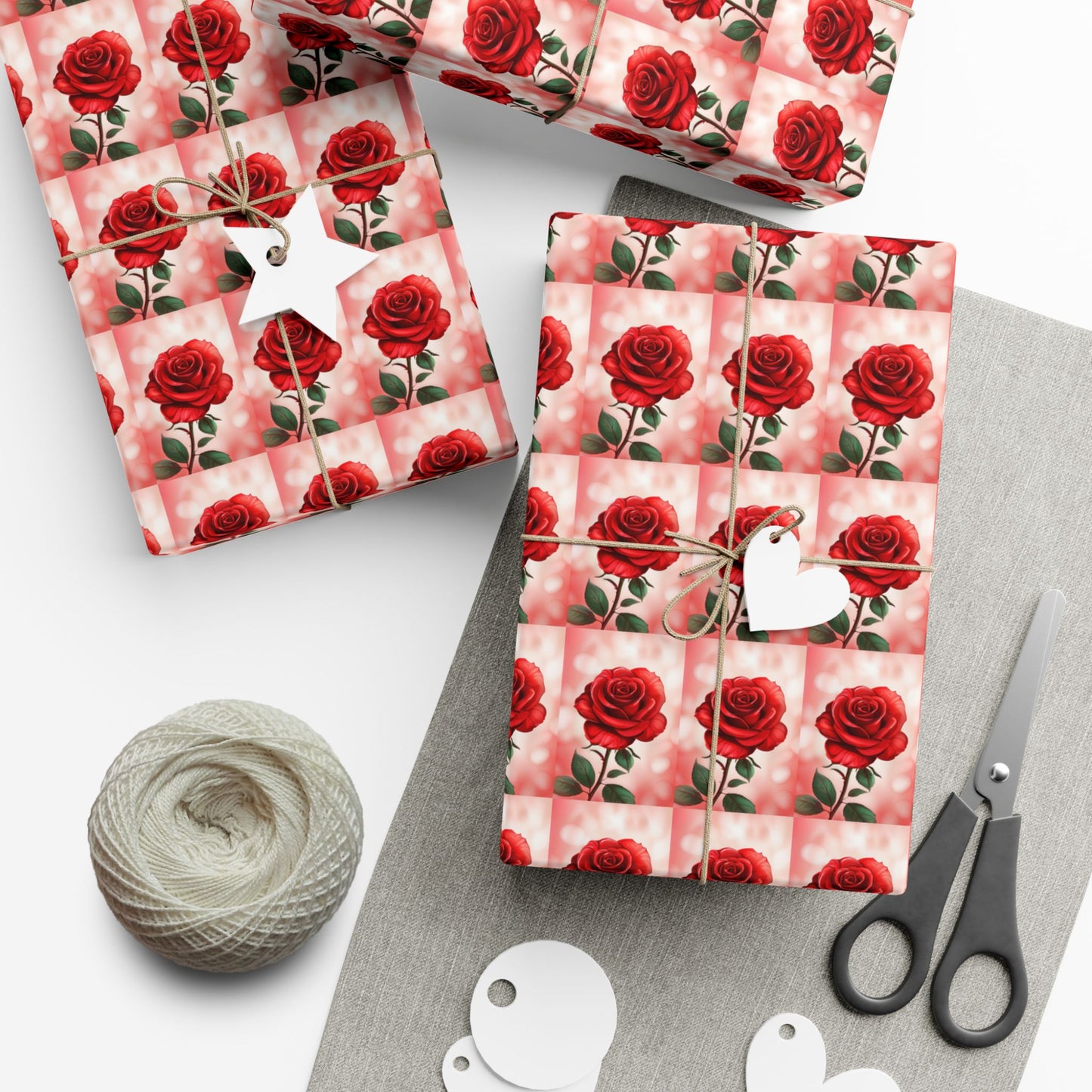 Rose Pattern Gift Wrap Paper — Romantic Floral Wrapping Sheets for Valentines & Anniversaries
