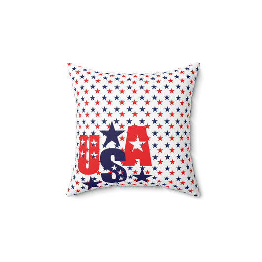 Patriotic USA Star Square Pillow, Throw Cushion, Home Decor, Independence Day Gift, Americana Style, USA Flag Decor