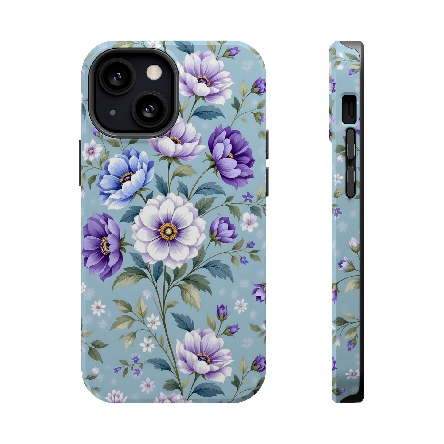 Floral Purple Peony Phone Case — Magnetic Impact‑Resistant Protective Cover