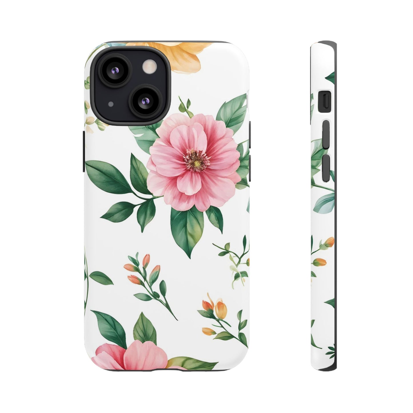 Floral Tough Phone Case — Pink Peony Protective Phone Cover