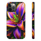 Floral Neon Tough Phone Case — Vivid Purple & Orange Lily Protective Cover