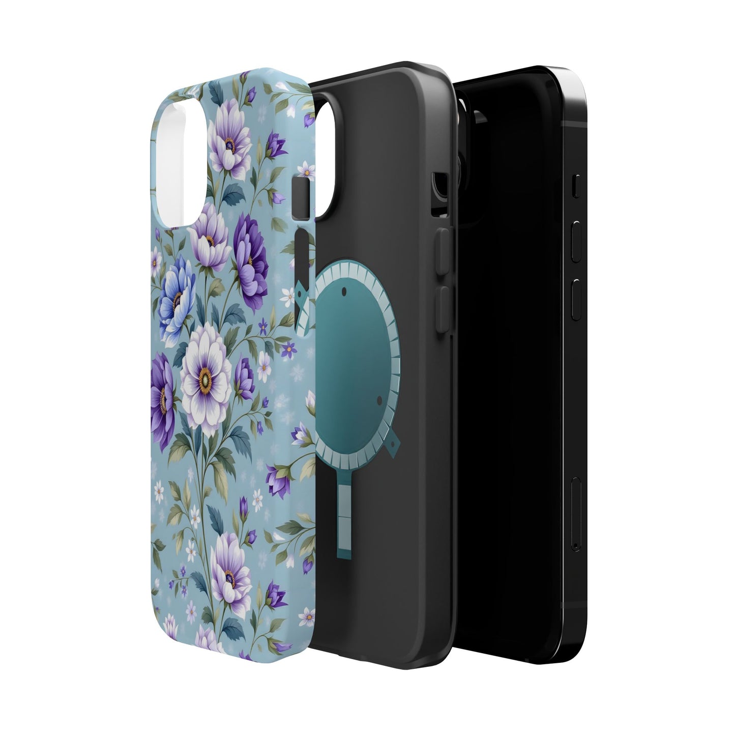 Floral Purple Peony Phone Case — Magnetic Impact‑Resistant Protective Cover