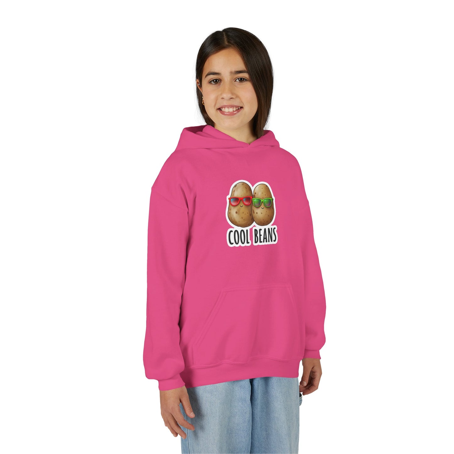 Youth 'Cool Beans' Hoodie – Cute Kids Graphic Sweatshirt with Sunglasses Potato Design