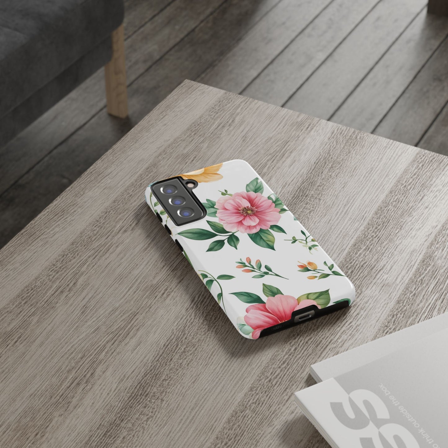 Floral Tough Phone Case — Pink Peony Protective Phone Cover