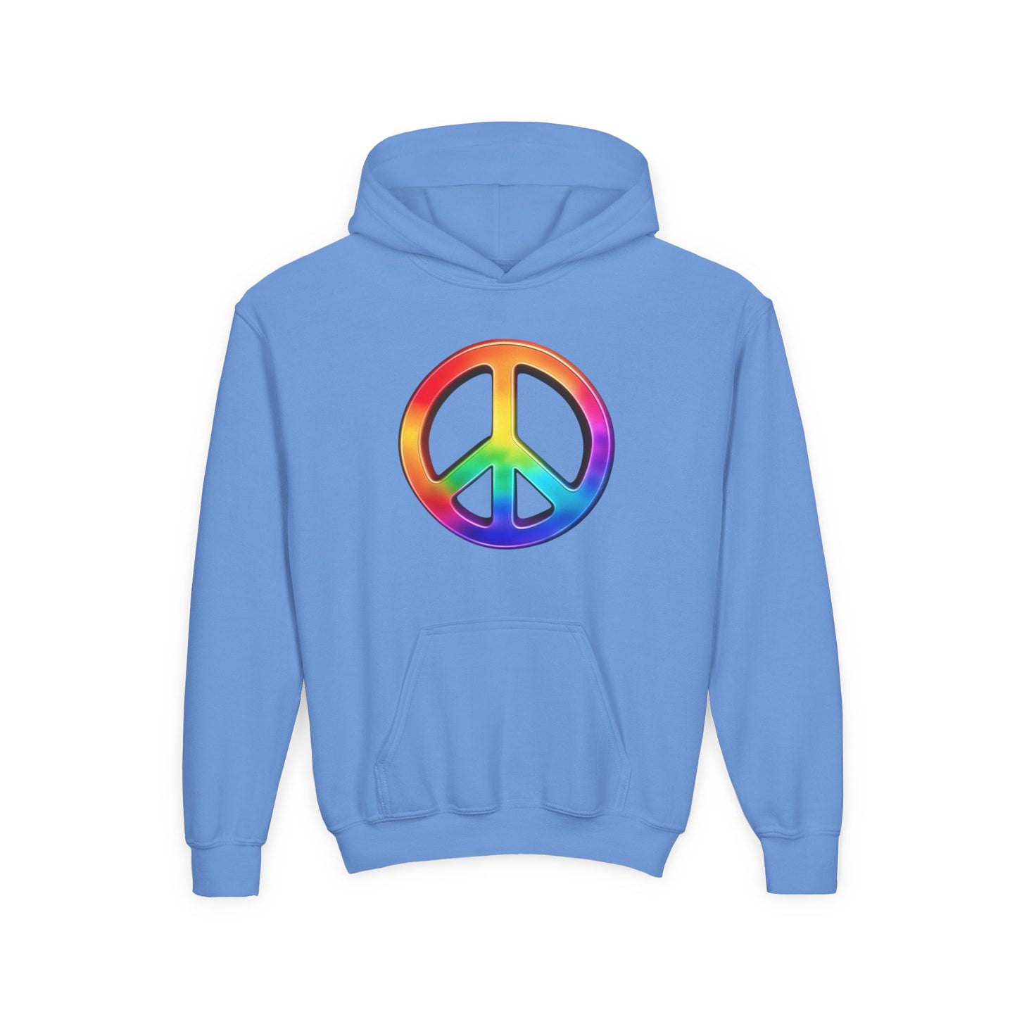Youth Hoodie — Rainbow Peace Sign Pullover