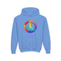 Youth Hoodie — Rainbow Peace Sign Pullover