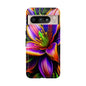 Floral Neon Tough Phone Case — Vivid Purple & Orange Lily Protective Cover