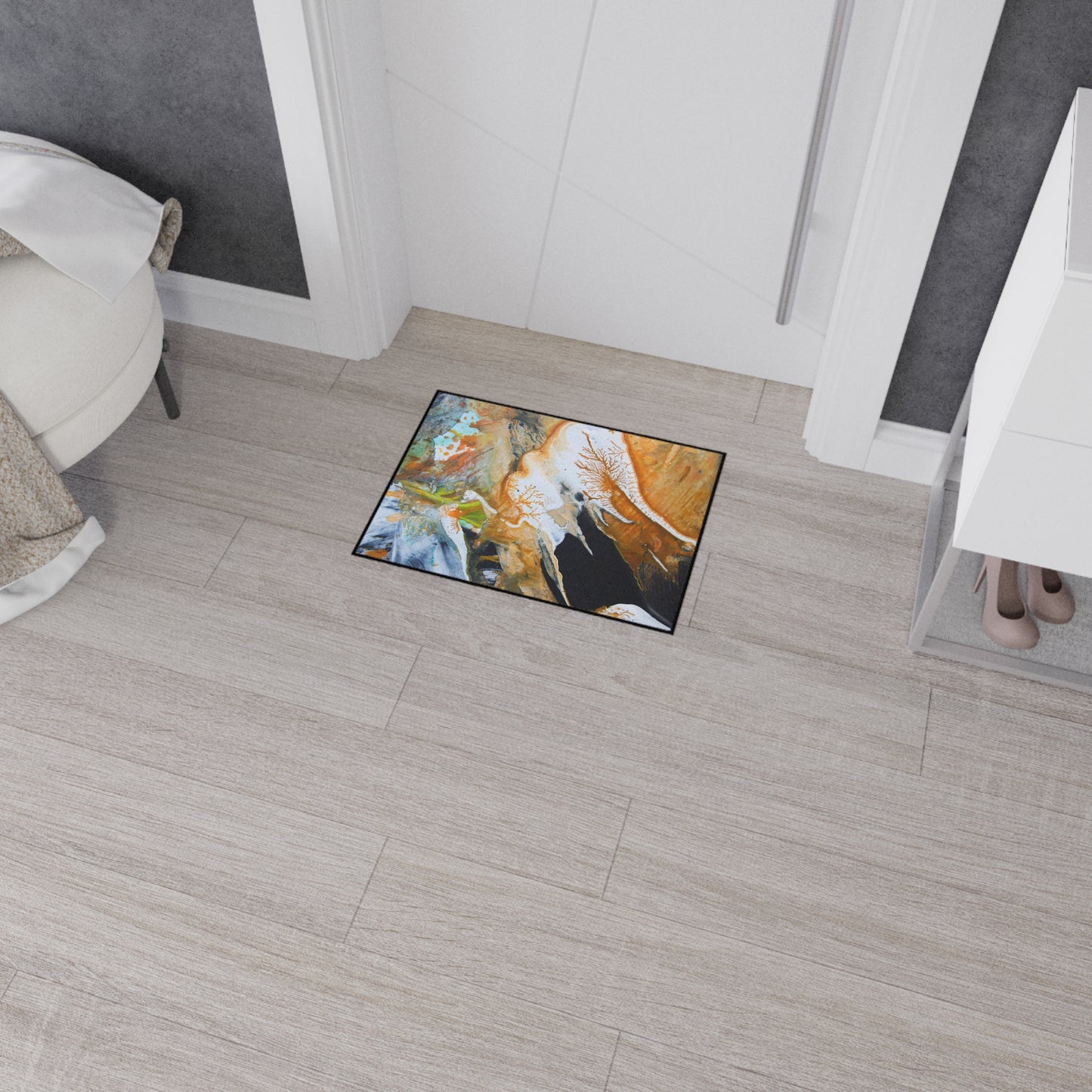 Abstract Amber Splash Heavy Duty Floor Mat