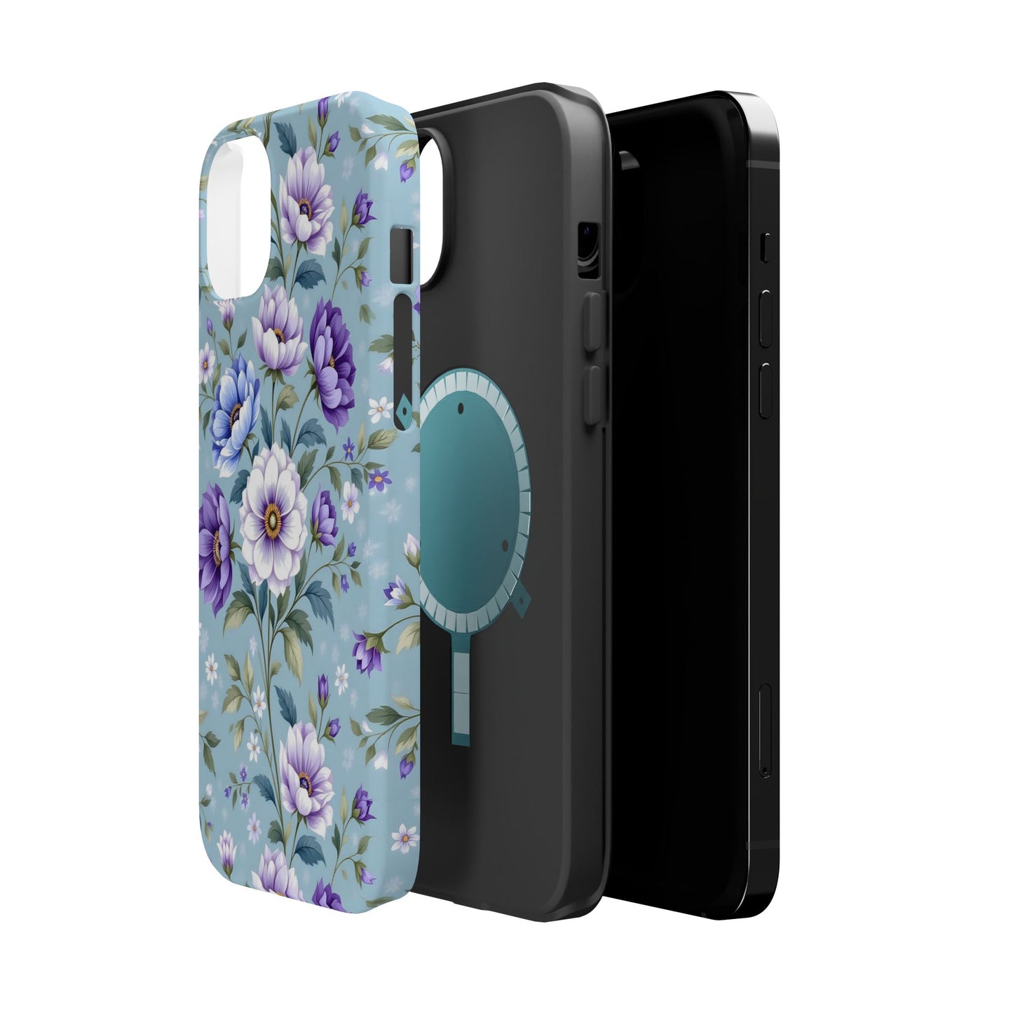 Floral Purple Peony Phone Case — Magnetic Impact‑Resistant Protective Cover