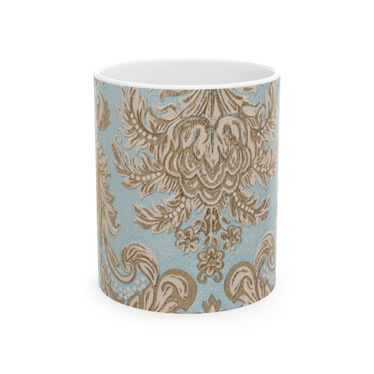 Elegant Damask Ceramic Mug | Vintage Blue Coffee Cup | Gift for Tea Lovers | Home Decor | Birthday, Wedding, Holiday Gift
