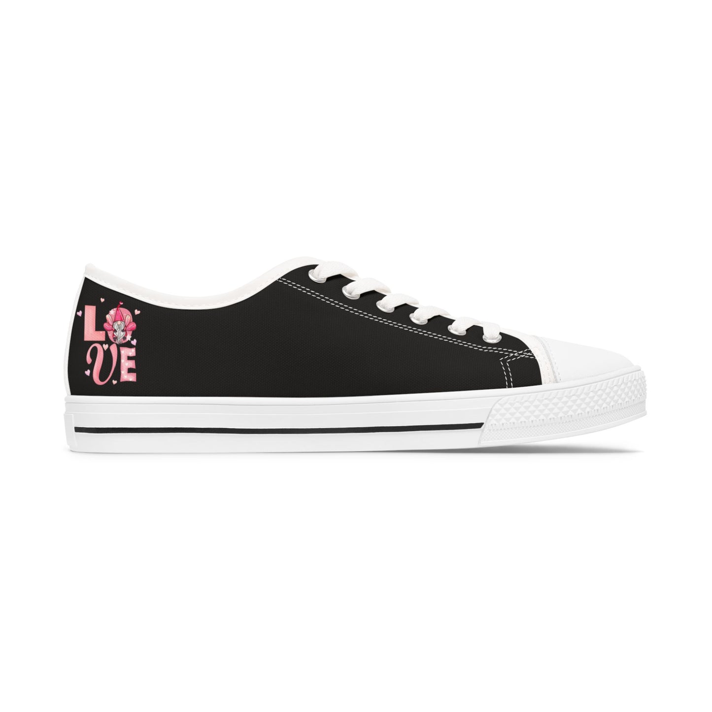 Women's Low Top Sneakers — Black Casual Canvas Trainers for Everyday Wear