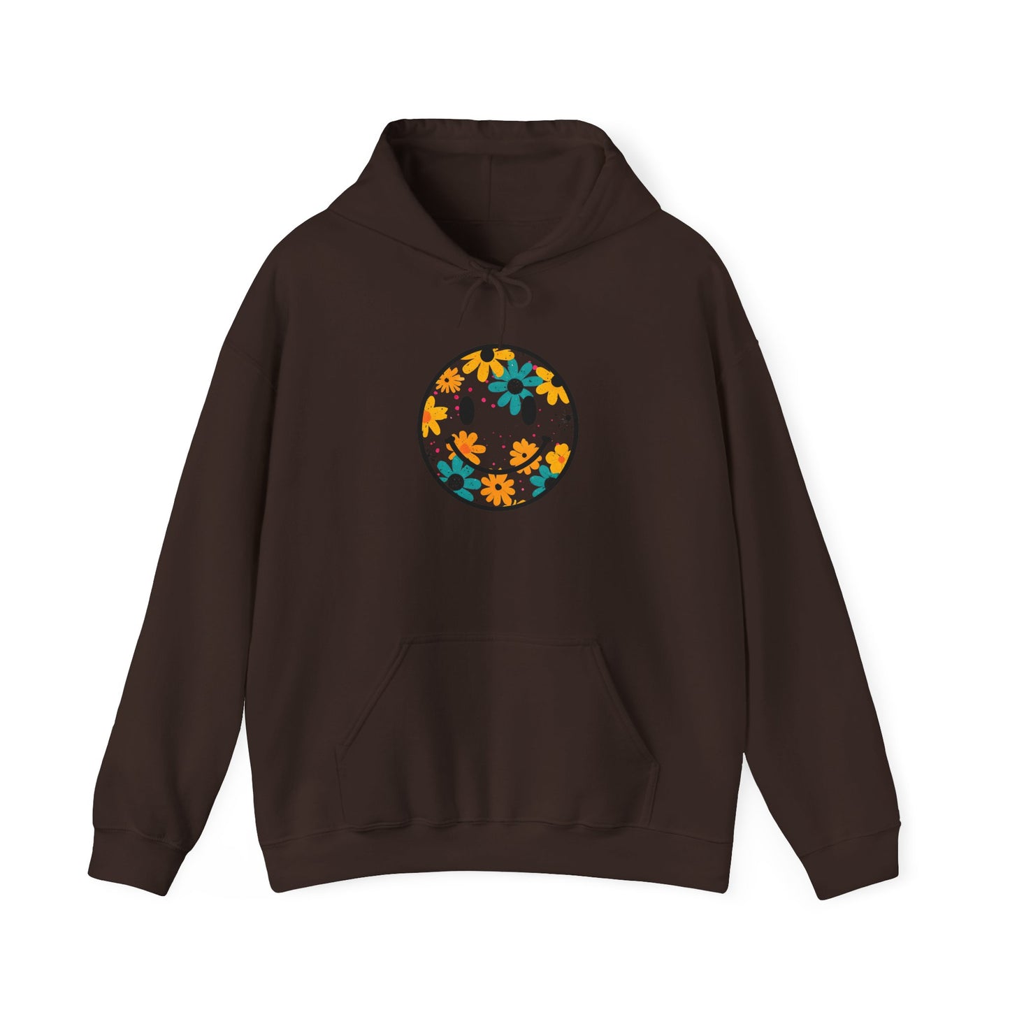 Floral Smiley Hoodie — Retro Daisy Smile Graphic Hoodie