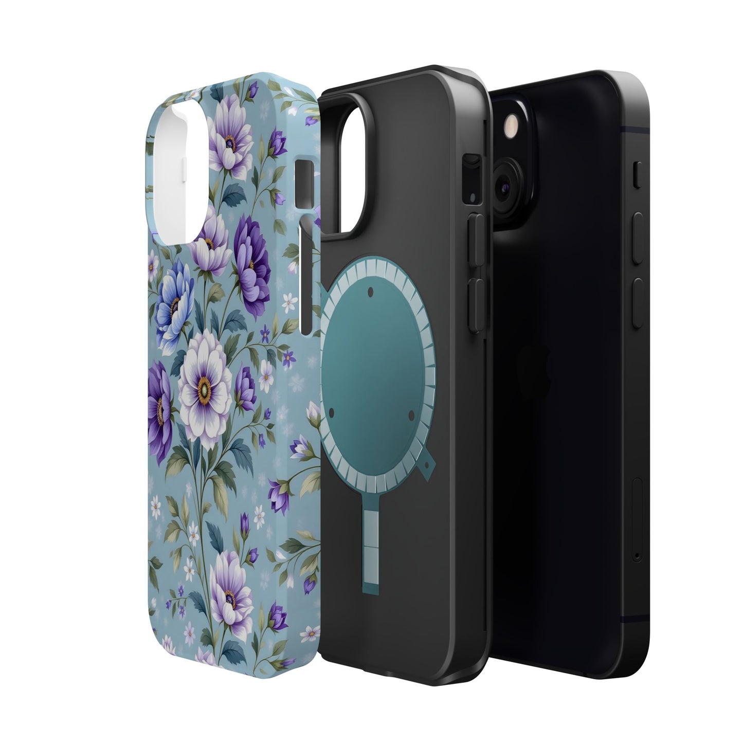 Floral Purple Peony Phone Case — Magnetic Impact‑Resistant Protective Cover