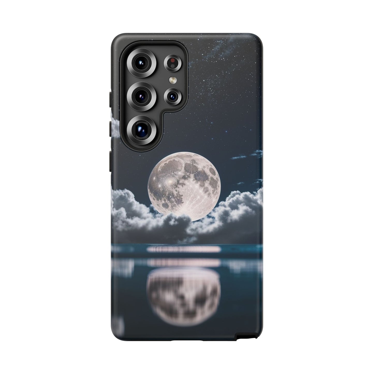 Moonlit Reflection Phone Case — Night Sky Moon & Clouds Tough Case