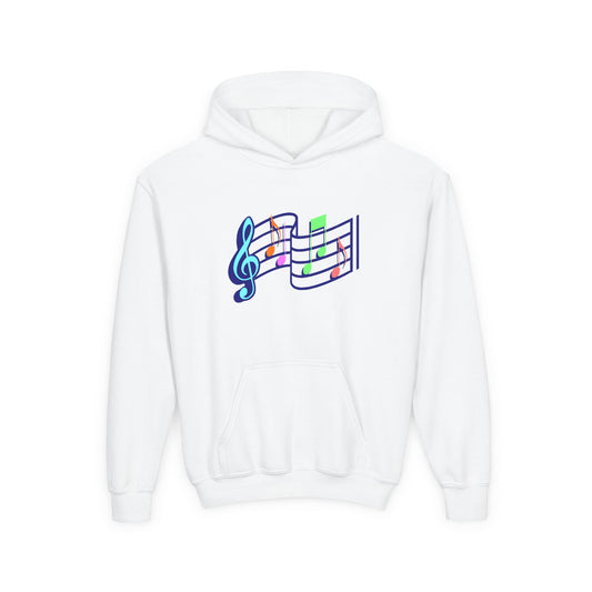 Kids Music Notes Hoodie — Colorful Treble Clef & Sheet Music Sweatshirt