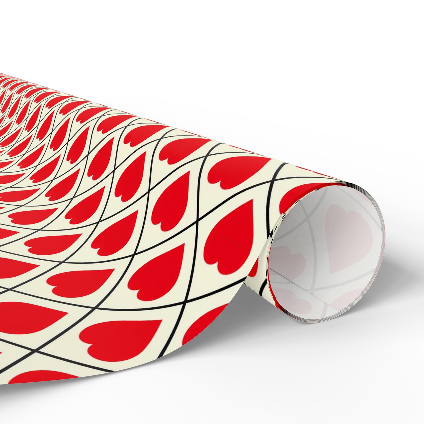 Heart Lattice Wrapping Paper Roll — Red Hearts Valentine's Gift Wrap