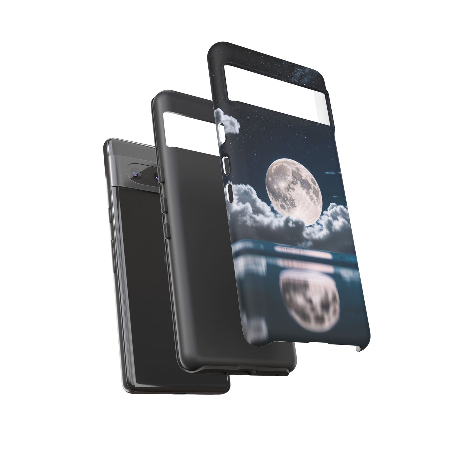 Moonlit Reflection Phone Case — Night Sky Moon & Clouds Tough Case