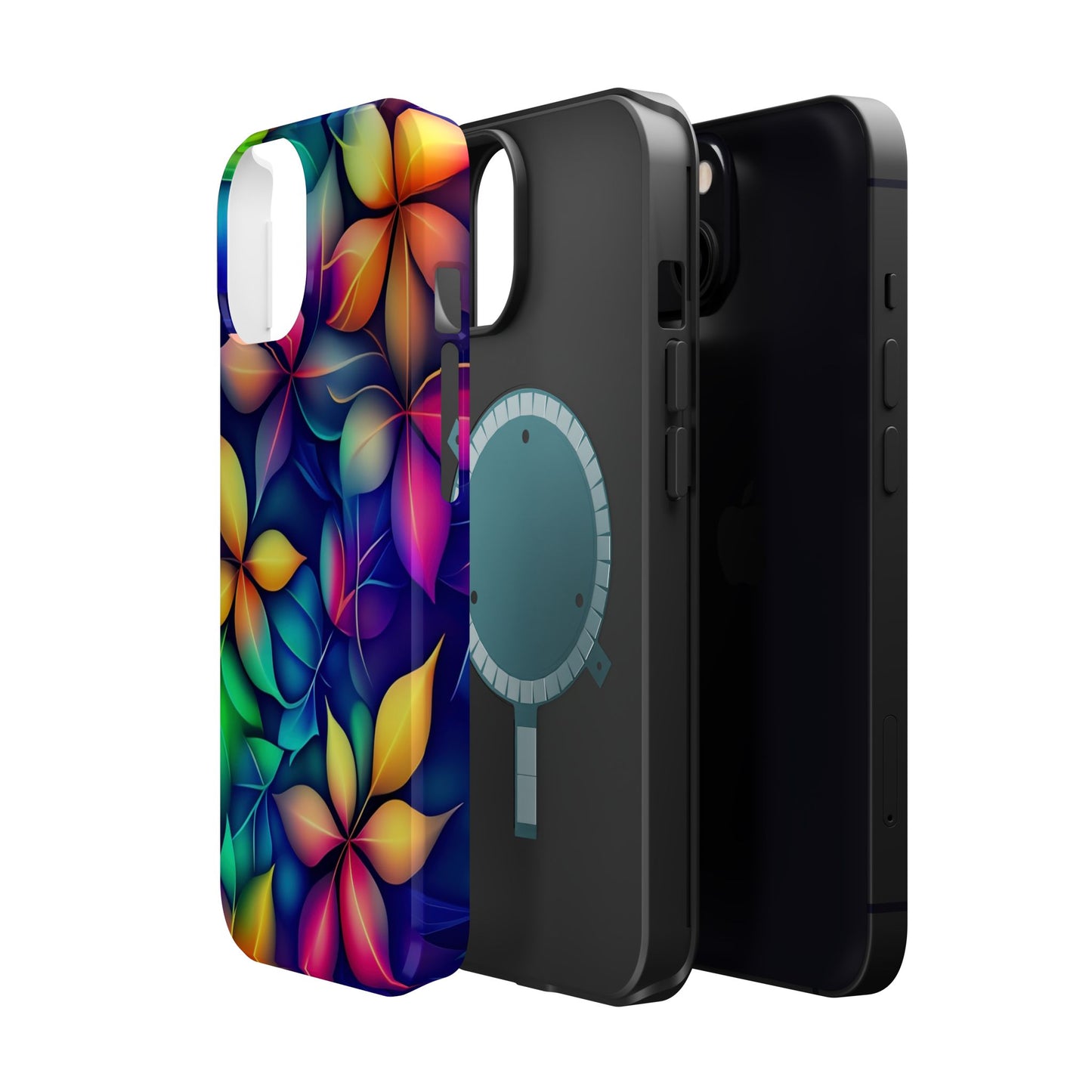 Floral Prism Magnetic Impact-Resistant Phone Case — Colorful Gradient Petal Design