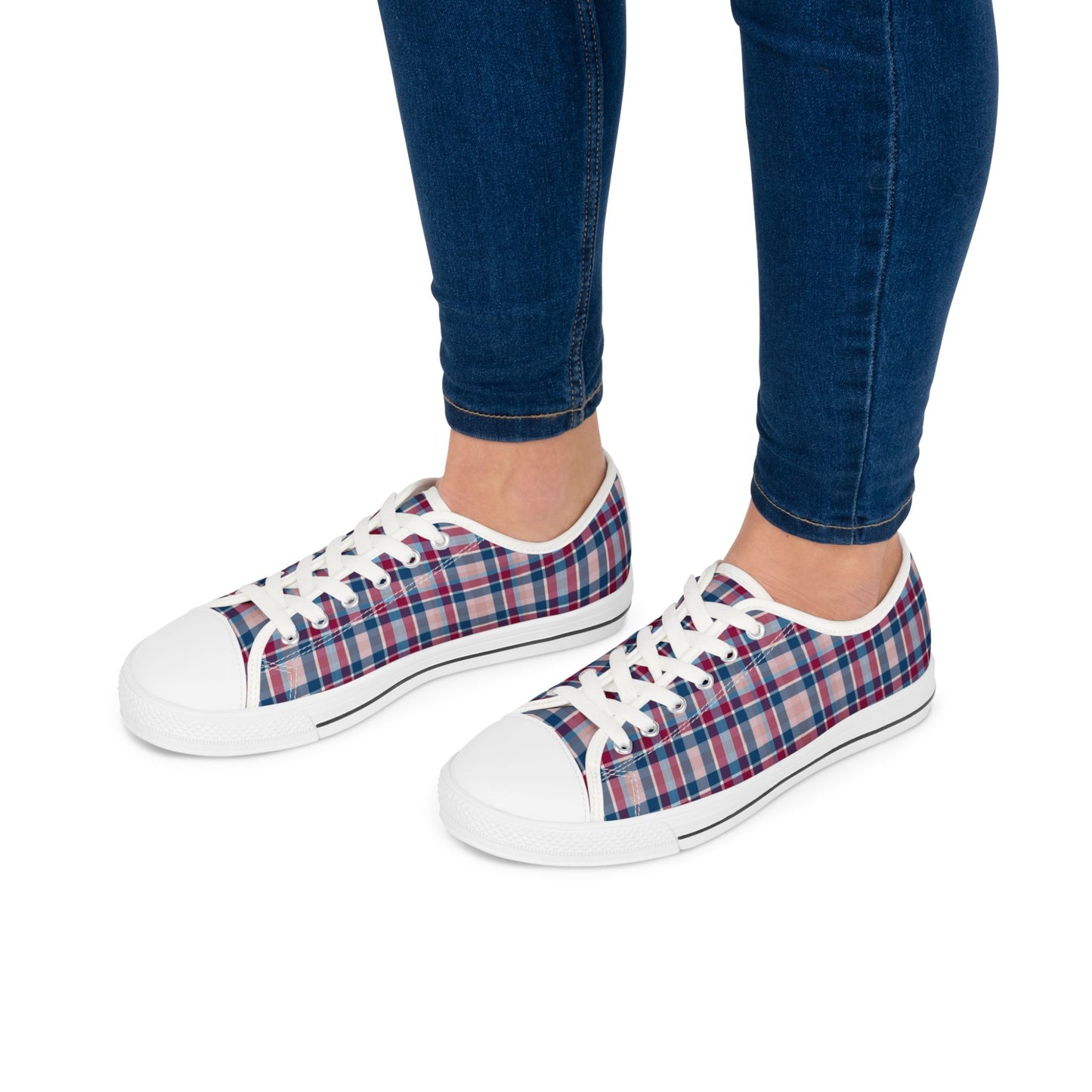 Plaid Low Top Sneakers — Casual Canvas Shoes