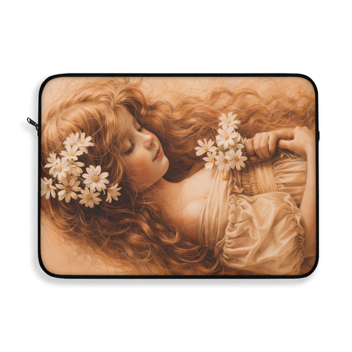 Vintage Floral Laptop Sleeve — Ethereal Sleeping Maiden Design