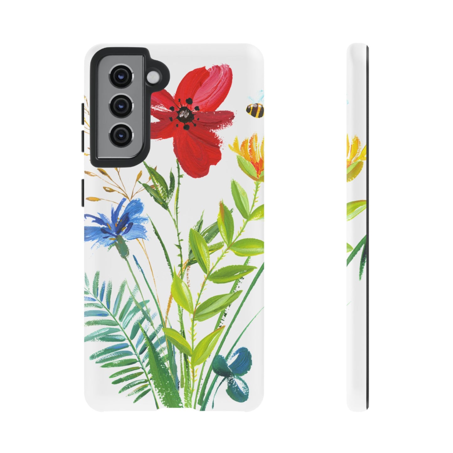 Floral Watercolor Tough Phone Case — Wildflower Bouquet Protective Cover