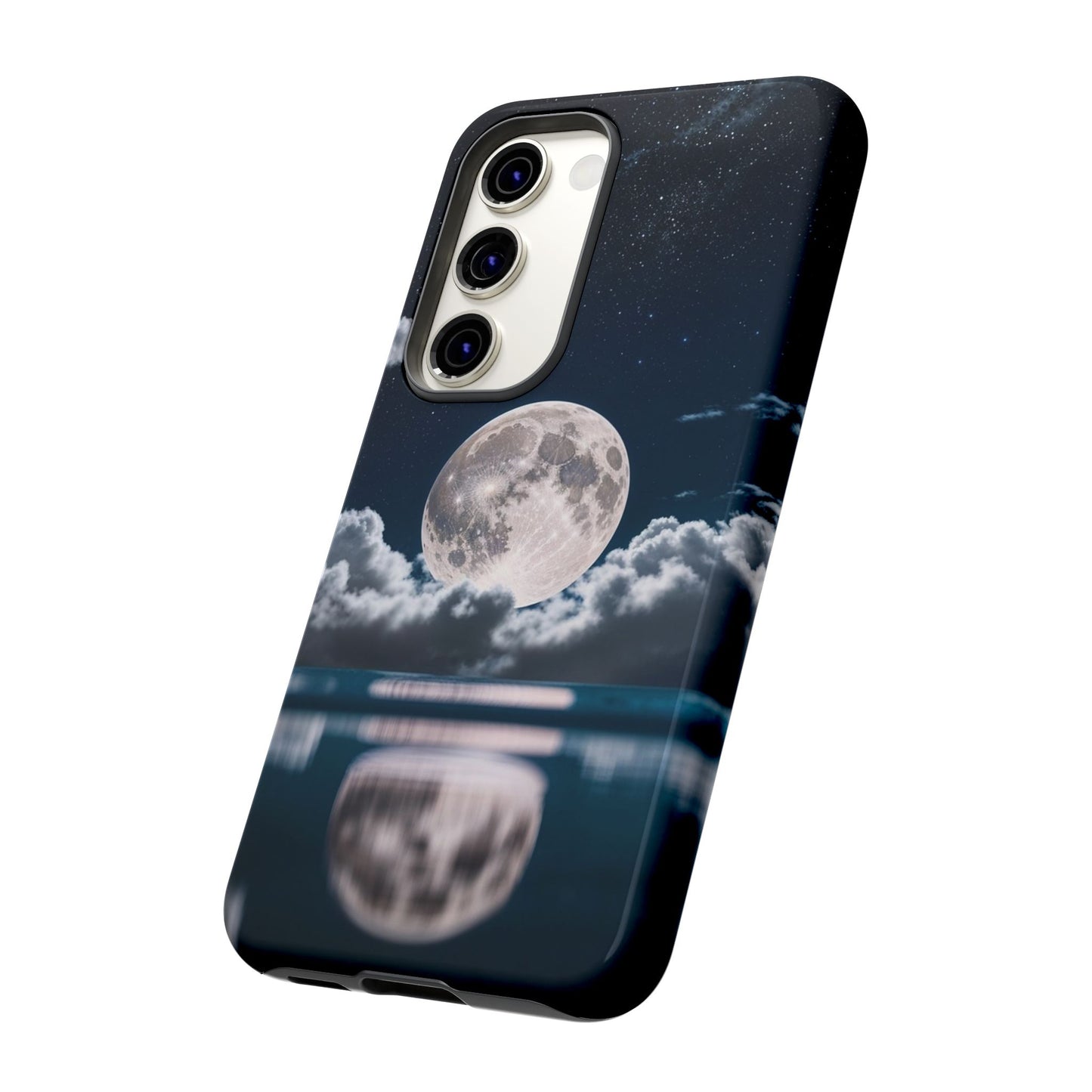 Moonlit Reflection Phone Case — Night Sky Moon & Clouds Tough Case