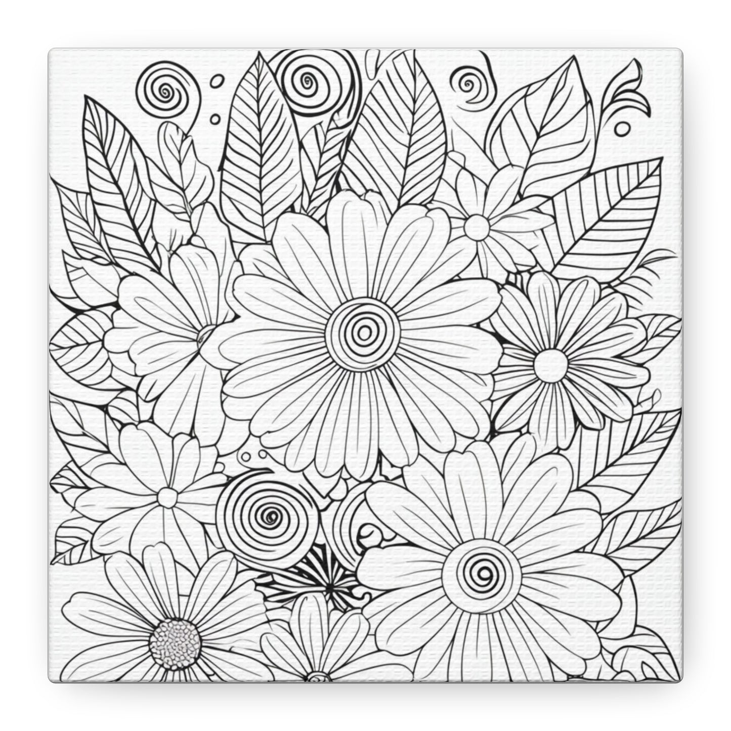 COLOR IT YOURSELF Floral Doodle Canvas Art — Black & White Bouquet Stretched Canvas