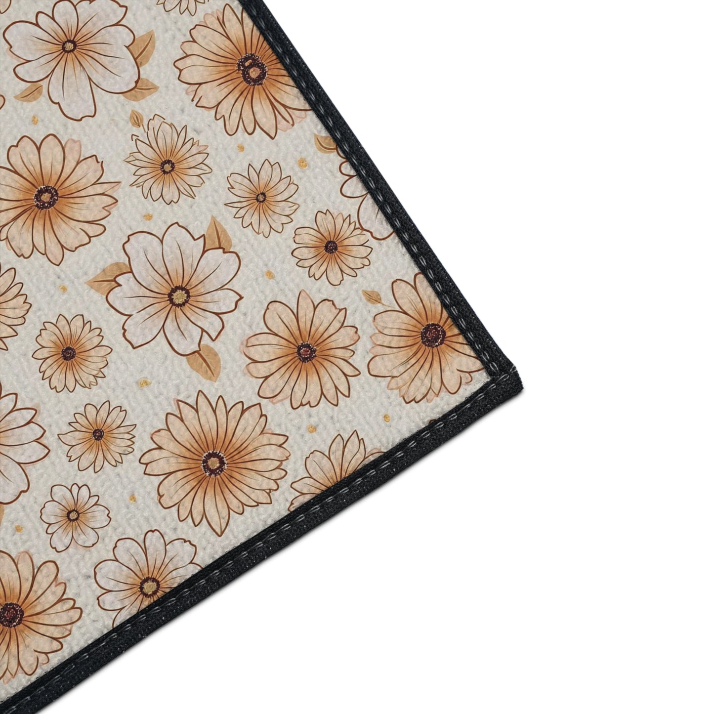 Boho Floral Heavy Duty Floor Mat - Stylish Entrance Rug, Kitchen Mat, Bathroom Mat, Durable Non-Slip, Home Decor