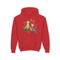 Youth Hoodie — Cute Parrot Couple Illustration (Hearts, Kids Pullover)