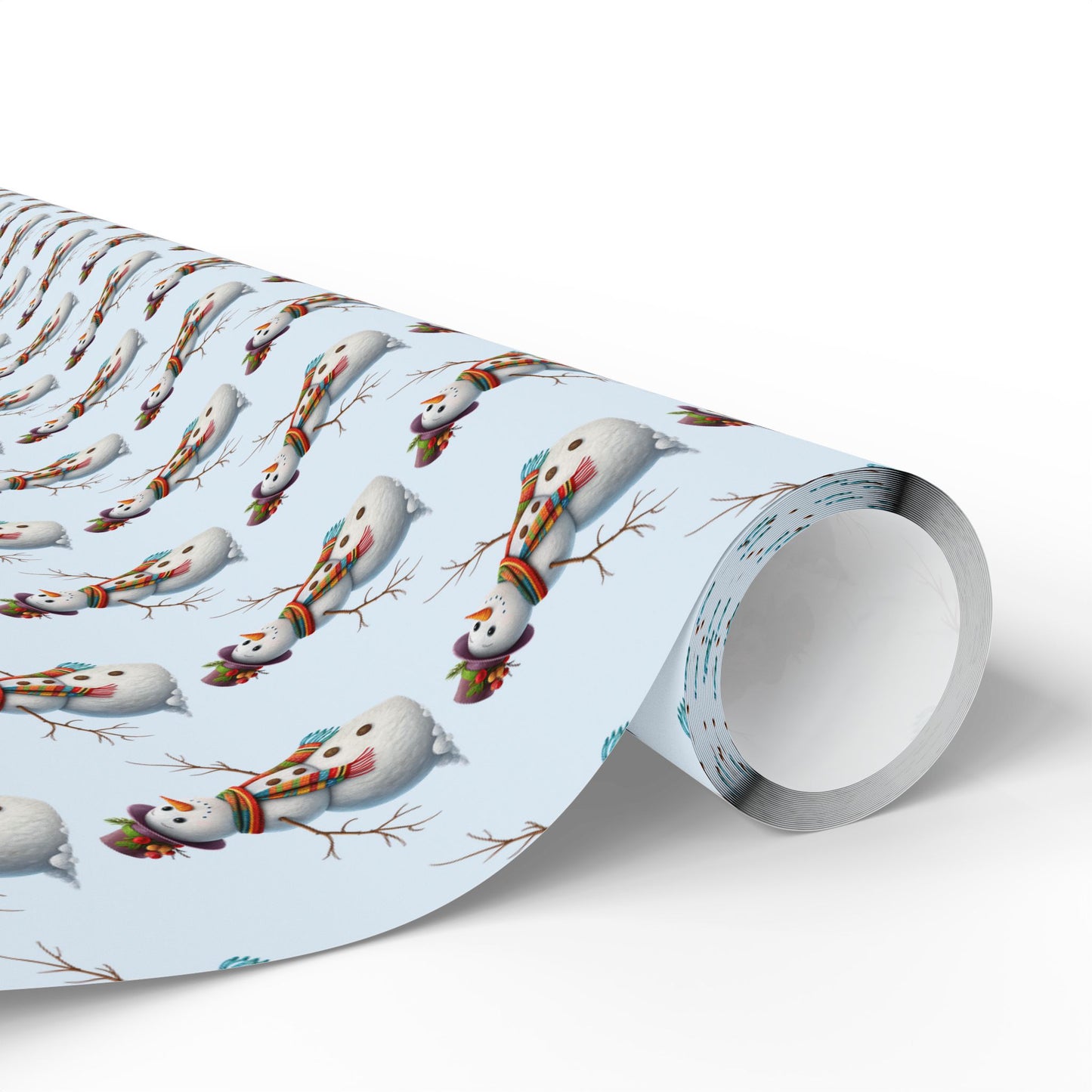 Snowman Pattern Wrapping Paper Roll — Festive Holiday Gift Wrap