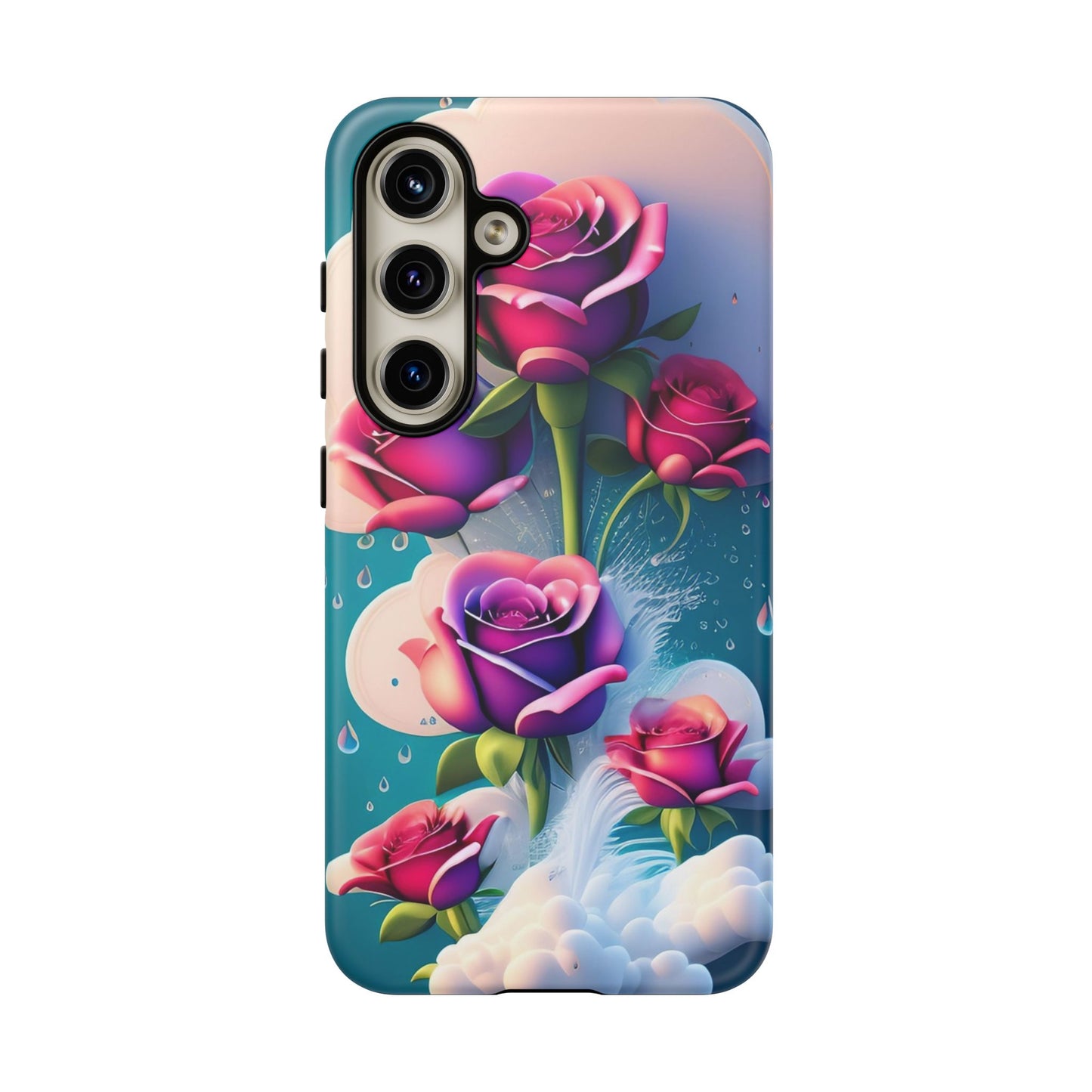 Floral Dream Tough Phone Case — Rose Bouquet Clouds Design